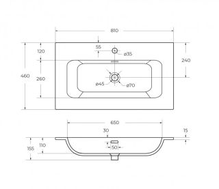 Керамическая раковина 80 см CEZARES CZR-8073-80 белый